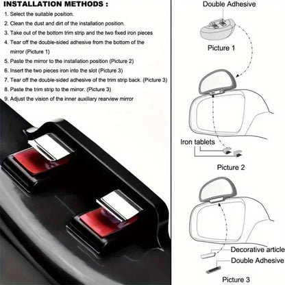 3R-091 Car Blind Spot Left Rear View Wide Angle Adjustable Mirror(Black)