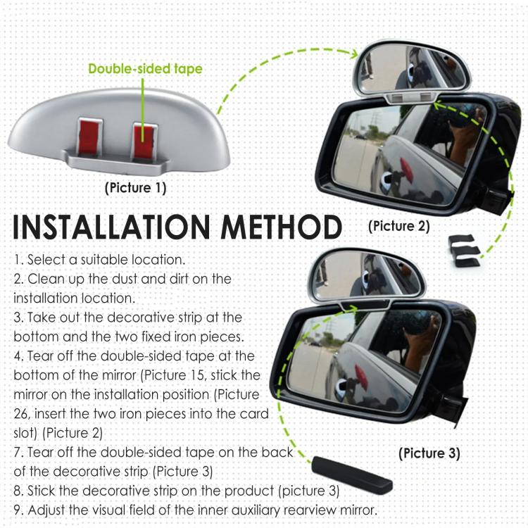 3R-091 Car Blind Spot Left Rear View Wide Angle Adjustable Mirror(Black)