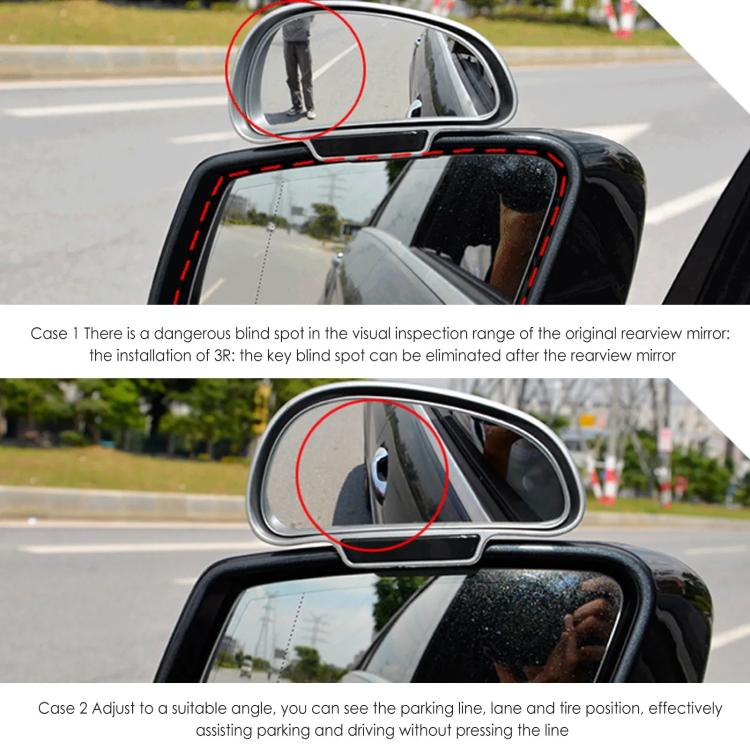3R-091 Car Blind Spot Left Rear View Wide Angle Adjustable Mirror(Black)