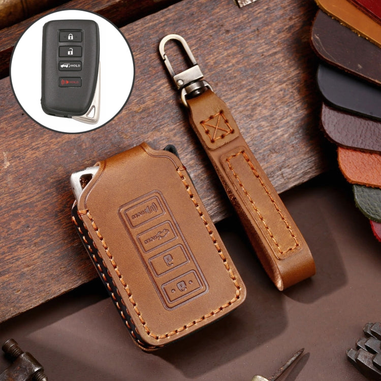 Pour Lexus 4 boutons Hallmo Étui de protection de clé de voiture en cuir de vachette (marron)