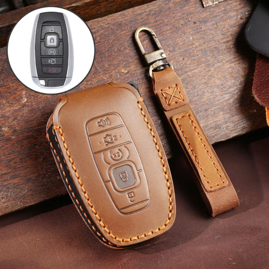 Pour Lincoln Hallmo Voiture en Cuir de Vachette Housse de Protection pour Clé Étui à Clé (Marron)