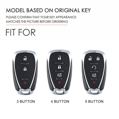 For Chevrolet 3-button Hallmo Car Cowhide Leather Key Protective Cover Key Case(Blue)