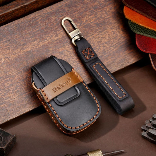 Pour Chevrolet, étui de protection en cuir de vachette Hallmo à 4 boutons pour clé de voiture (noir)