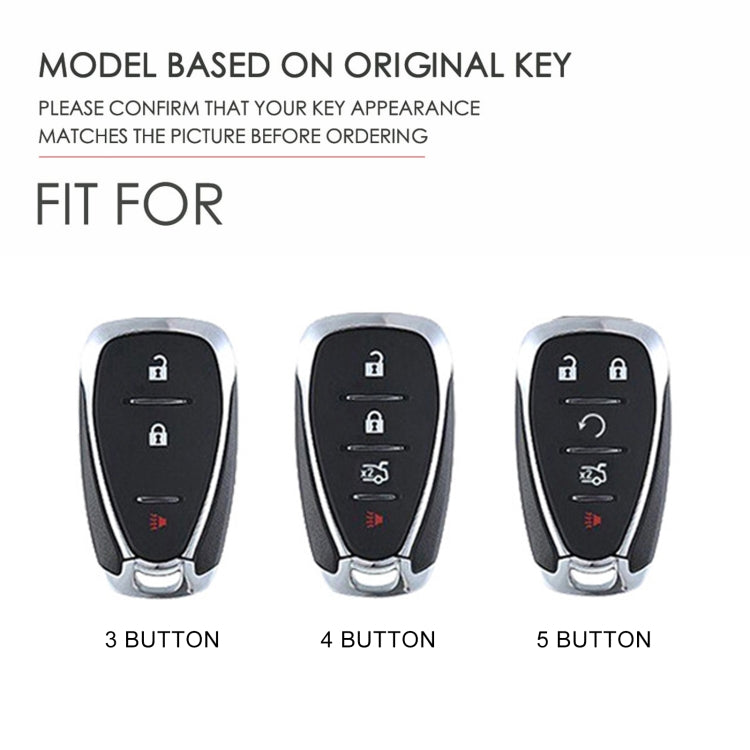 For Chevrolet 5-button Hallmo Car Cowhide Leather Key Protective Cover Key Case(Blue)
