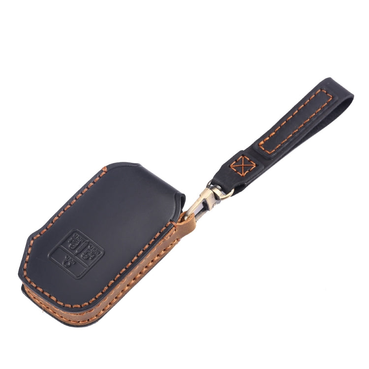 For KIA Carnival EX / SX Hallmo Car Cowhide Leather Key Protective Cover Key Case(Blue)