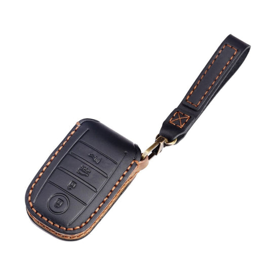 For Kia C133 4-button Hallmo Car Cowhide Leather Key Protective Cover Key Case(Brown)