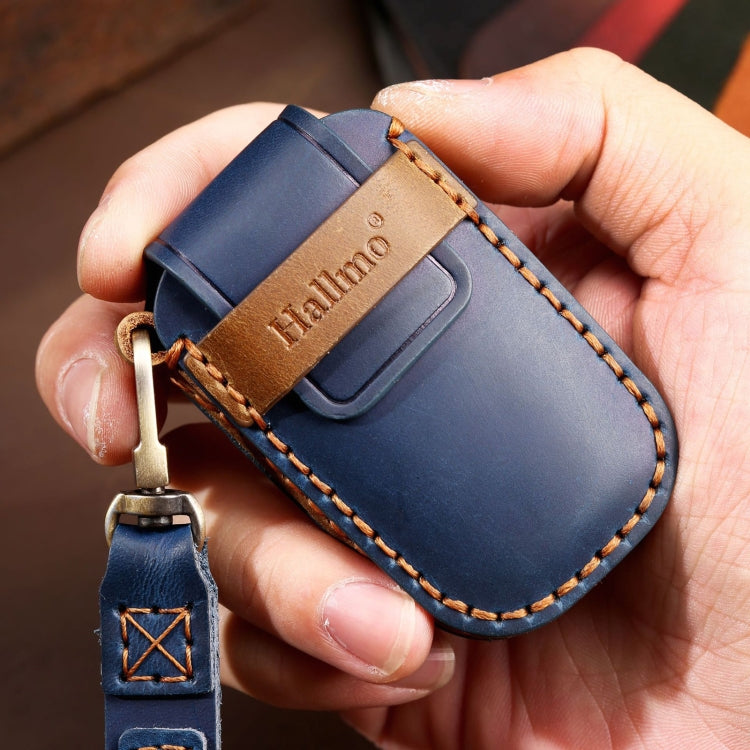 For Kia Sportage R / K5 / K4 / K2 / KX3 Hallmo A Style Car Cowhide Leather Key Protective Cover Key Case(Blue)