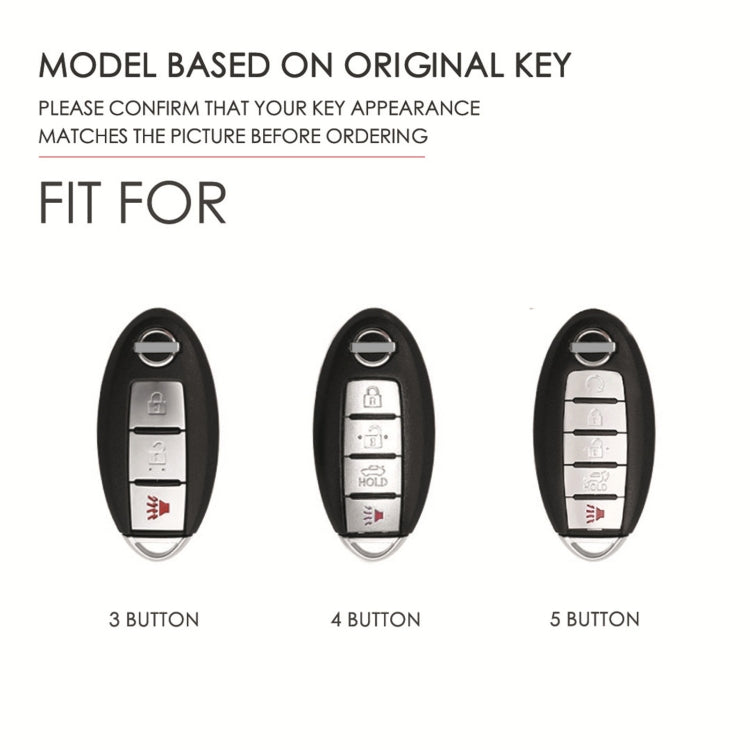 Pour Nissan 5 boutons Klaxon Hallmo Étui de protection en cuir de vachette pour clé de voiture (noir)