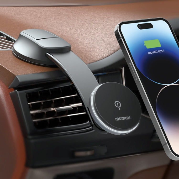 Support de téléphone de voiture à ventouse chargeur sans fil magnétique MOMAX CM25B