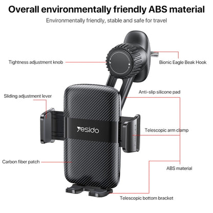 Support de téléphone mécanique à clipser Yesido C242 pour grille d'aération de voiture, réglable