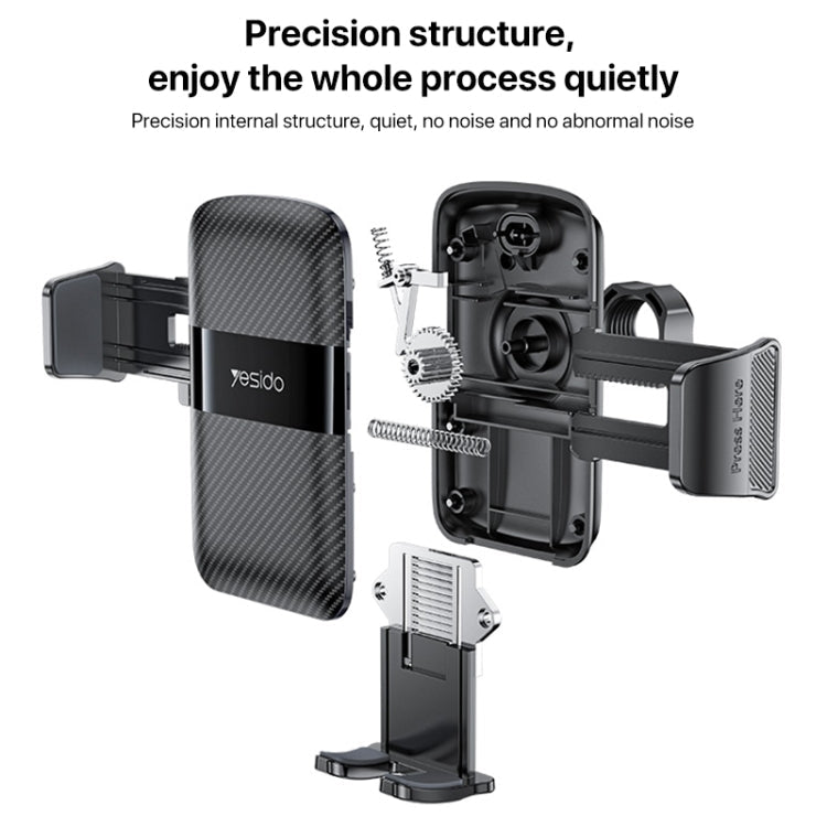 Support de téléphone mécanique à clipser Yesido C242 pour grille d'aération de voiture, réglable