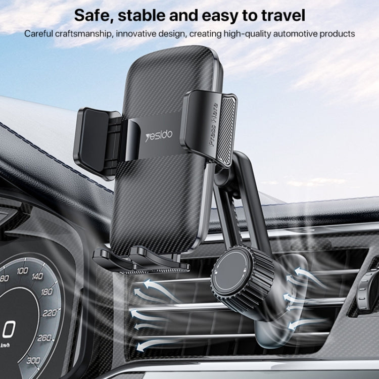 Support de téléphone mécanique à clipser Yesido C242 pour grille d'aération de voiture, réglable