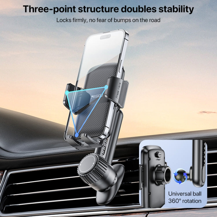 Support de téléphone mécanique à clipser Yesido C242 pour grille d'aération de voiture, réglable