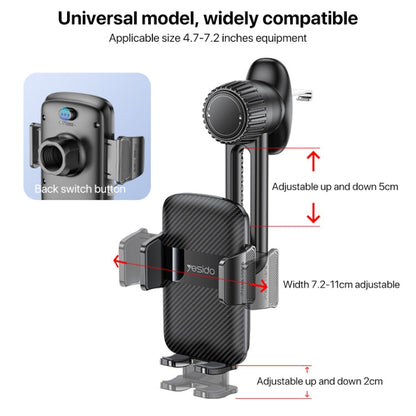 Support de téléphone mécanique à clipser Yesido C242 pour grille d'aération de voiture, réglable