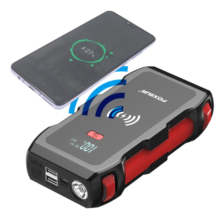 FOXSUR FJS-700 12V Car Multifunctional Wireless Charging Emergency Start Power Supply (Red)