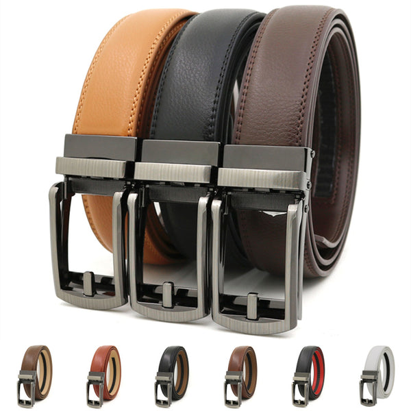 Men's automatic buckle two-layer cowhide leather belt ﻿