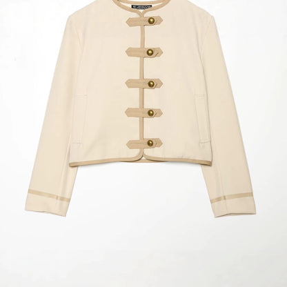 Casual loose buckle shoulder padded jacket for women
