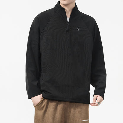 Men'sVintage Long Sleeve Half-Zip Polo Sweatshirt