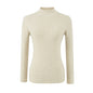 Women's Slim Fit Long Sleeve Mock Neck Seamless Wool Blend Knit Top