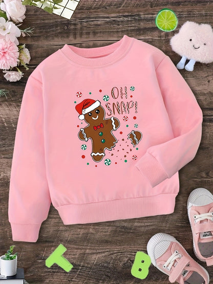 Kids Christmas Gingerbread Graphic Crew Neck Sweatshirts
