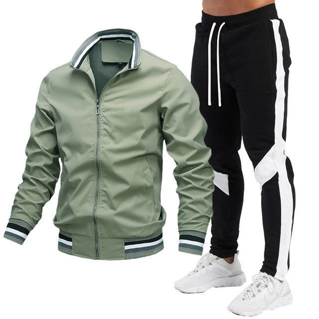 Men's Casual Outdoor Baseball Jacket Set