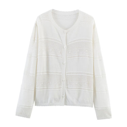 Women's Hollow Mesh Knit Cardigan Lightweight