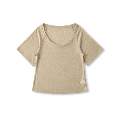 U-neck Mid-sleeve Loose T-shirt