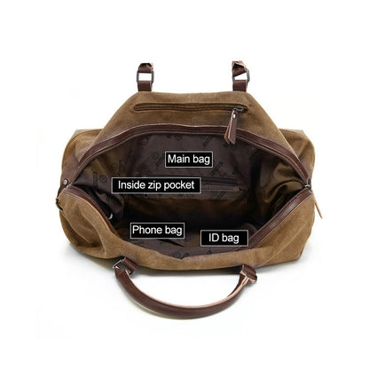 AUGUR 2012 Portable Casual Canvas Travel Handbag Baggage Shoulder Crossby Bag(Coffee)