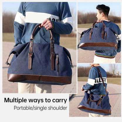 AUGUR 2012 Portable Casual Canvas Travel Handbag Baggage Shoulder Crossby Bag (Dark Blue)