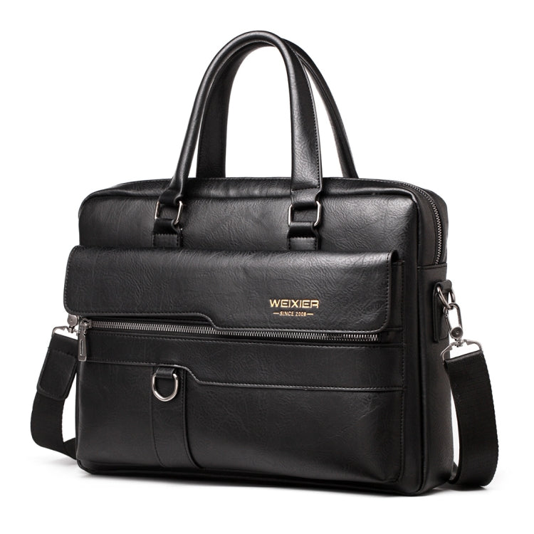 WEIXIER 8619 Retro Style PU Leather Handbag Shoulder Bag Crossbody Bag for Men, Size: 38 x 30 x 11cm (Black)