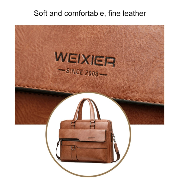 WEIXIER 8619 Retro Style PU Leather Handbag Shoulder Bag Crossbody Bag for Men, Size: 38 x 30 x 11cm (Black)