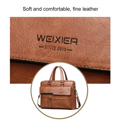 WEIXIER 8619 Retro Style PU Leather Handbag Shoulder Bag Crossbody Bag for Men, Size: 38 x 30 x 11cm (Black)