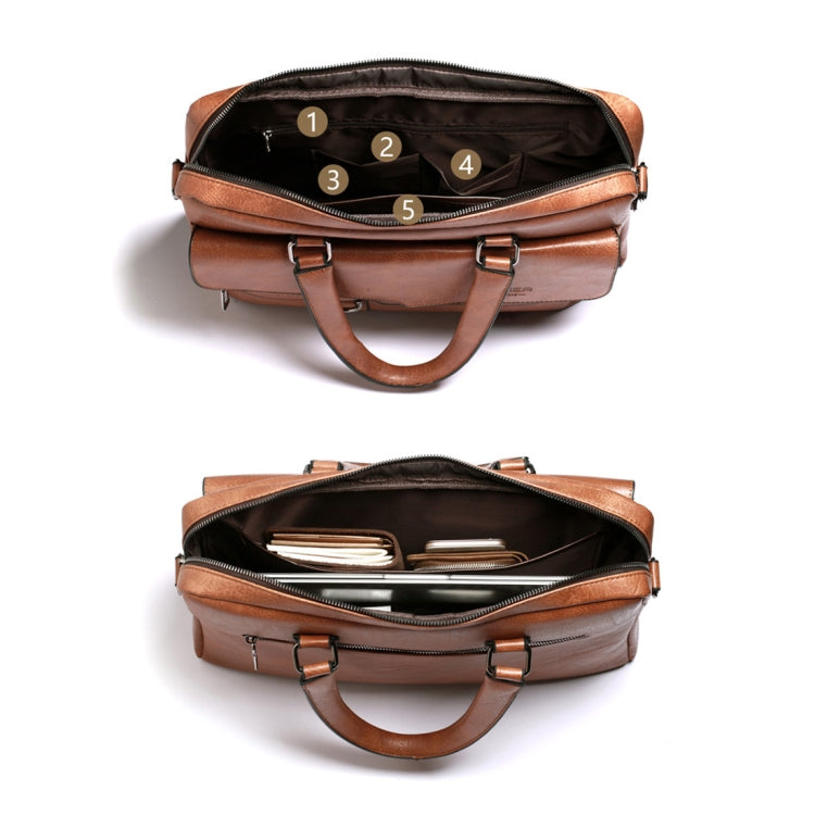 WEIXIER 8619 Retro Style PU Leather Handbag Shoulder Bag Crossbody Bag for Men, Size: 38 x 30 x 11cm (Black)