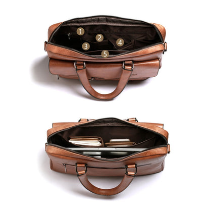 WEIXIER 8619 Retro Style PU Leather Handbag Shoulder Bag Crossbody Bag for Men, Size: 38 x 30 x 11cm (Black)