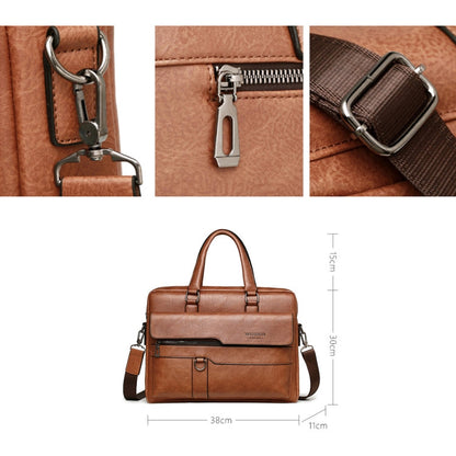 WEIXIER 8619 Retro Style PU Leather Handbag Shoulder Bag Crossbody Bag for Men, Size: 38 x 30 x 11cm (Black)