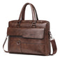 WEIXIER 8619 Retro Style PU Leather Handbag Shoulder Bag Crossbody Bag for Men, Size: 38 x 30 x 11cm (Dark Brown)