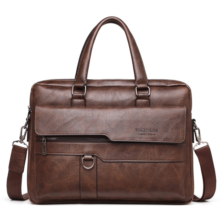 WEIXIER 8619 Retro Style PU Leather Handbag Shoulder Bag Crossbody Bag for Men, Size: 38 x 30 x 11cm (Dark Brown)