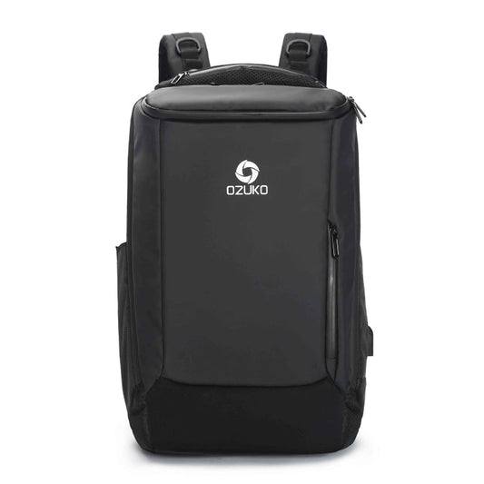 Ozuko 9060 Large Capacity Waterproof USB Outdoor Shoulder Backpack, Size: Large, 33x21x53cm(Black)