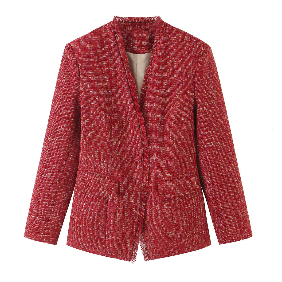 Pocket woolen suit jacket for women