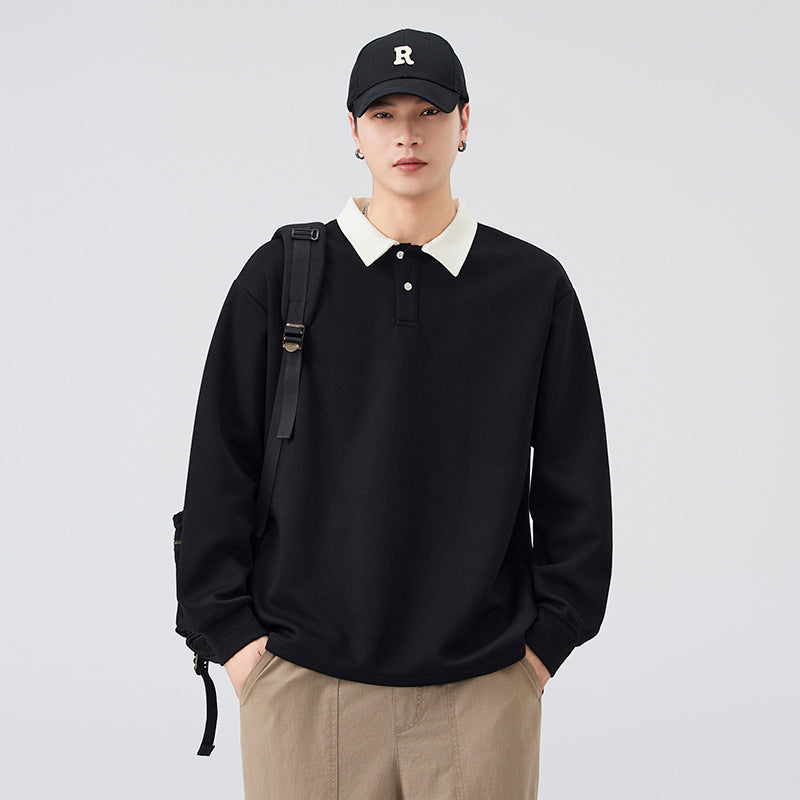 Retro Faux Two-Piece Polo Hoodie