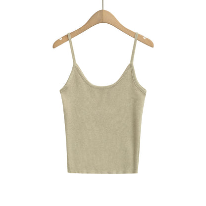 Cropped U-Neck Camisole Two-Piece Set