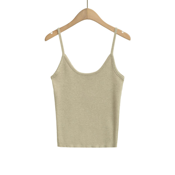 Cropped U-Neck Camisole Two-Piece Set