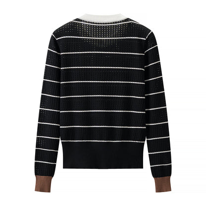Women's Contrast Stripe Cardigan Sweater