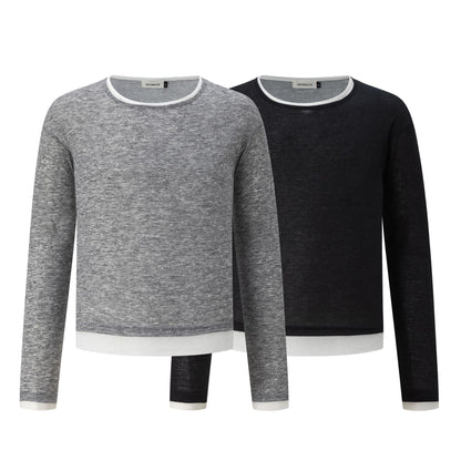 Fake Two-Piece Spliced Long Sleeve T-Shirt