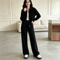 knitted sweater cardigan wide leg pants two-piece set
