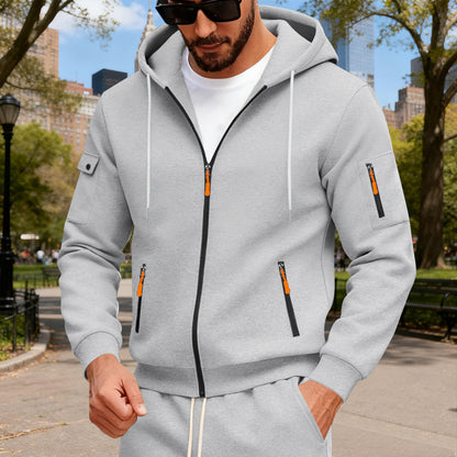 Men's full zip loose hoodies