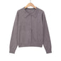 Simple POLO collar three color pullover knit