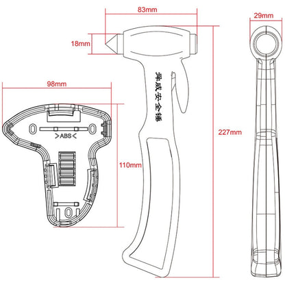 SHUNWEI SD-3501 Seat Belt Cutter Window Breaker Auto Rescue Tool Ideal Plastic Shell Car Safety Emergency Hammer with Adhesive Tape And Fixation Frame (Black)