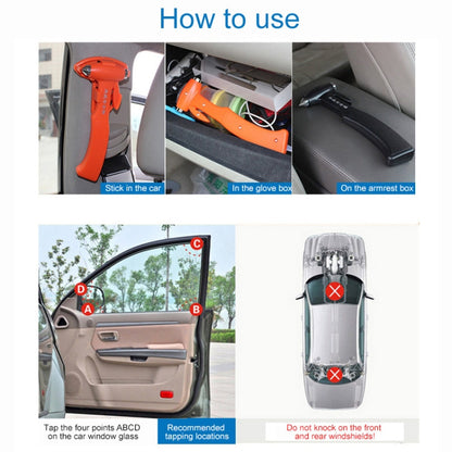 SHUNWEI SD-3501 Seat Belt Cutter Window Breaker Auto Rescue Tool Ideal Plastic Shell Car Safety Emergency Hammer with Adhesive Tape And Fixation Frame (Black)