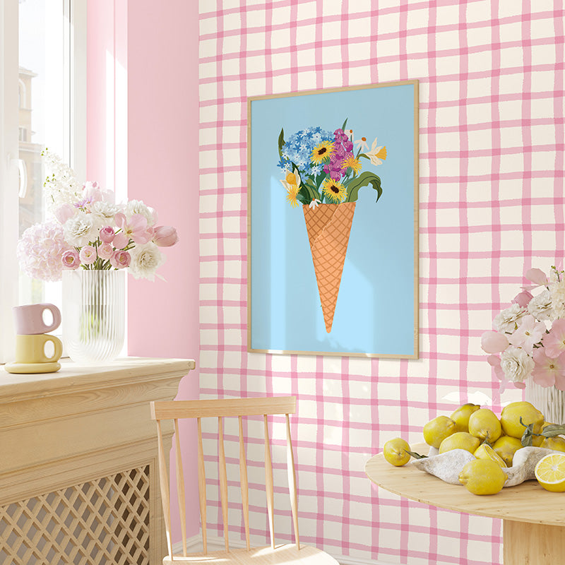 COTTAGE GINGHAM SOFT PINK WALLPAPER